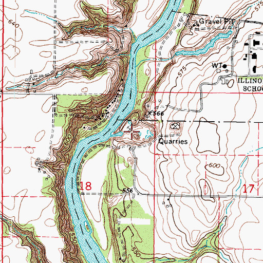 Topographic Map of Troup Quarry, IL