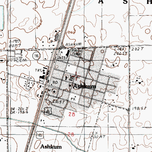 Topographic Map of Ashkum United Methodist Church, IL