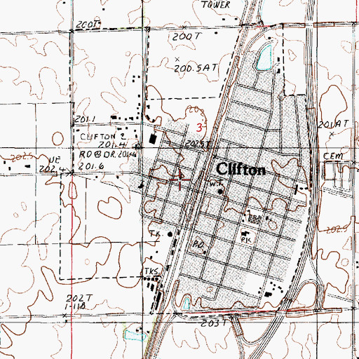 Topographic Map of Clifton Wesleyan Church, IL