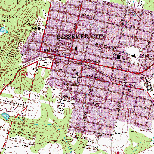 Topographic Map of Bessemer City Post Office, NC