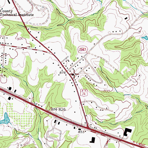 Topographic Map of First Assembly of God Church, NC