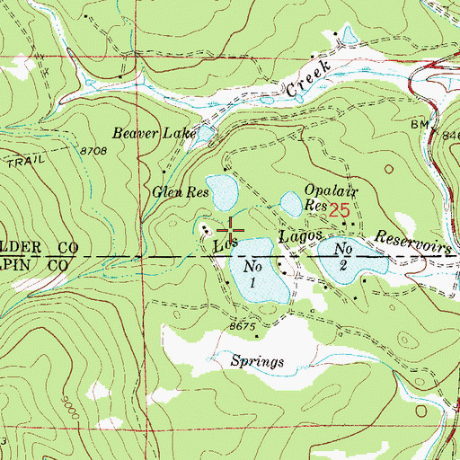Topographic Map of Los Lagos Lakes Dam, CO