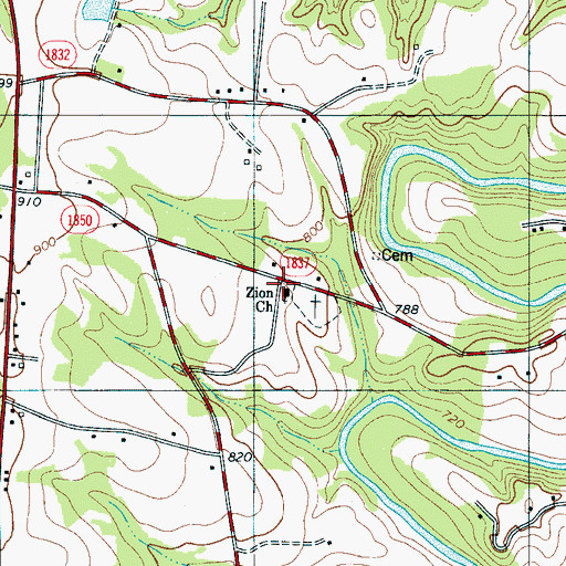 Topographic Map of Zion, NC