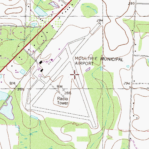 Topographic Map of Moultrie Army Air Field (historical), GA