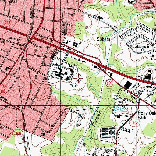 Topographic Map of George Blanton Memorial Stadium, NC