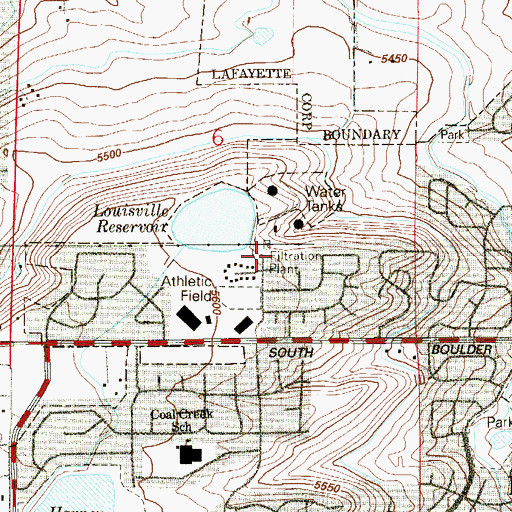 Topographic Map of Louisville Number 1 Dam, CO