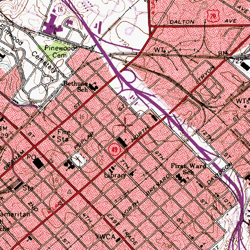 Topographic Map of Charlotte Fire Department Station 4, NC