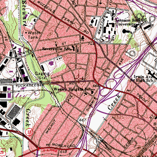 Topographic Map of Charlotte Fire Department Station 5, NC