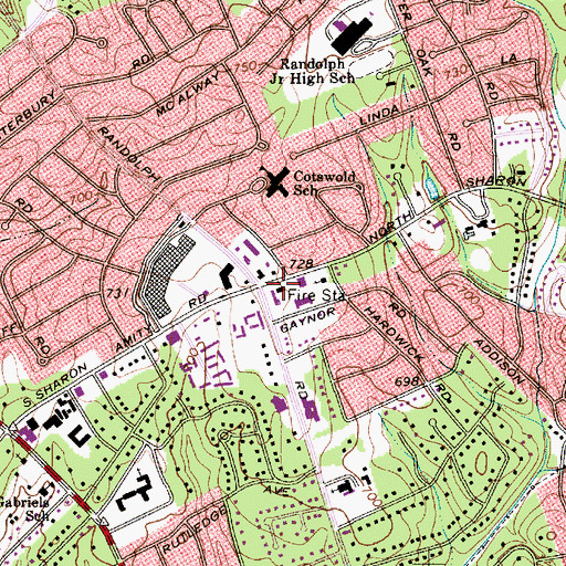Topographic Map of Charlotte Fire Department Station 14, NC