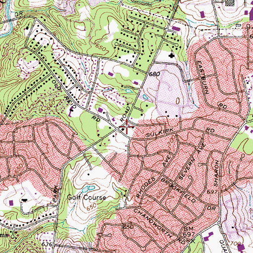 Topographic Map of Charlotte Fire Department Station 16, NC