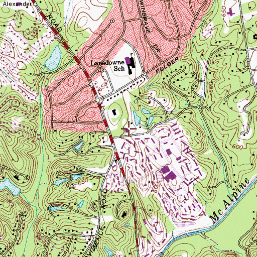 Topographic Map of Charlotte Fire Department Station 19, NC