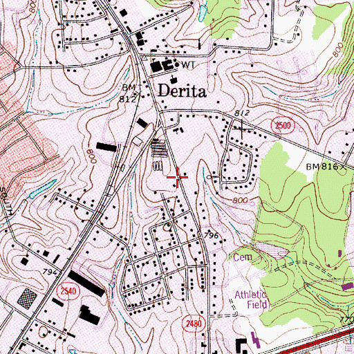 Topographic Map of Charlotte Fire Department Station 22, NC