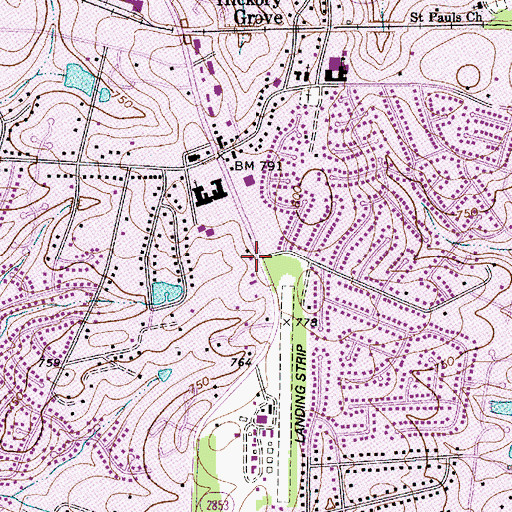 Topographic Map of Charlotte Fire Department Station 23, NC