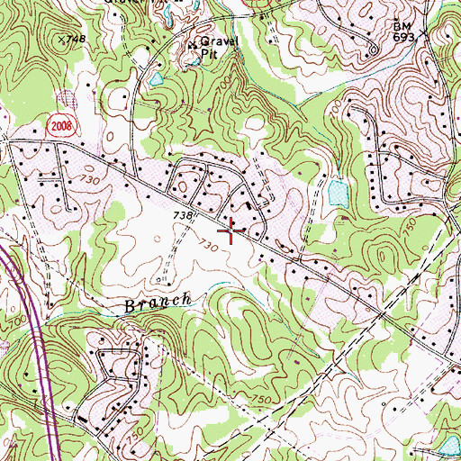 Topographic Map of Charlotte Fire Department Station 25, NC