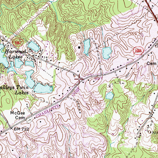 Topographic Map of Charlotte Fire Department Station 33, NC