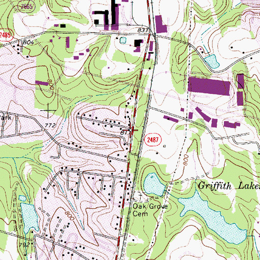 Topographic Map of Charlotte Fire Department Station 28, NC
