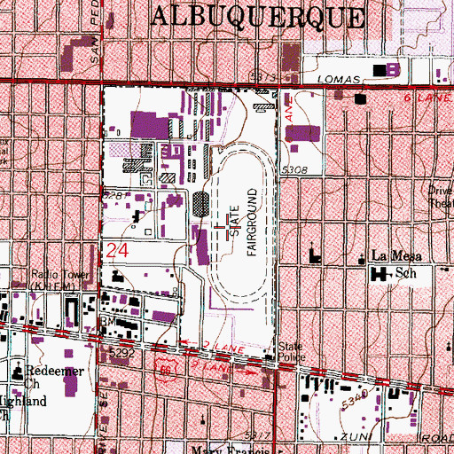 Topographic Map of New Mexico State Fairgrounds, NM