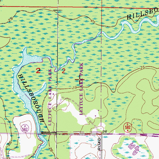 Topographic Map of Lettuce Lake Regional Park, FL