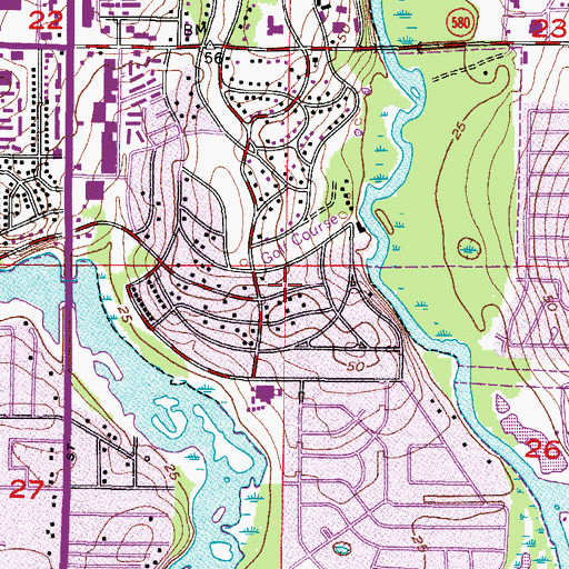 Topographic Map of Biltmore Park, FL