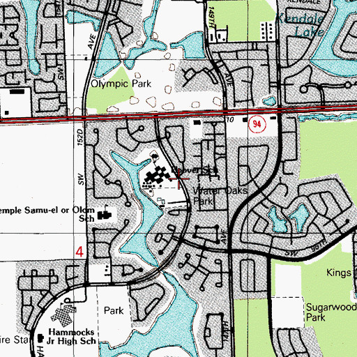 Topographic Map of Water Oaks Park, FL