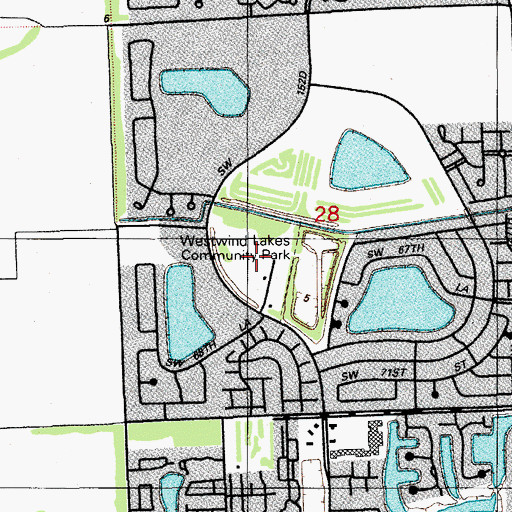 Topographic Map of Westwind Lakes Community Park, FL