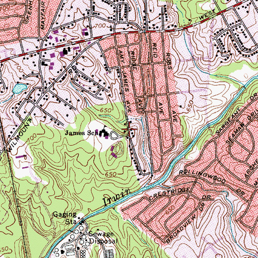Topographic Map of Amay James Park, NC