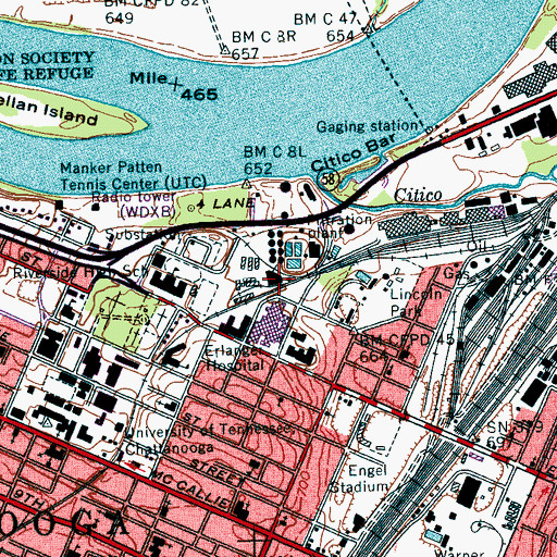 Topographic Map of Siskin Museum of Religious Artifacts, TN