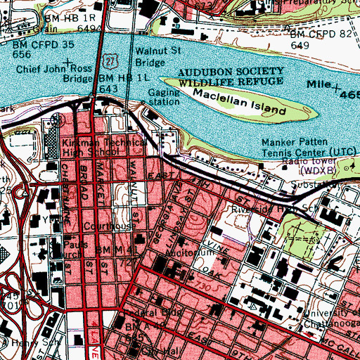 Topographic Map of National Medal of Honor Museum of Military History, TN