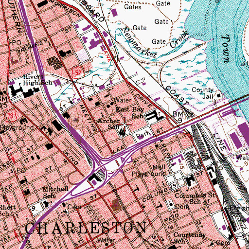 Topographic Map of Charleston Progressive School, SC