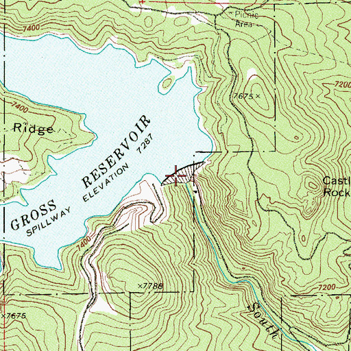 Topographic Map of Gross Dam, CO