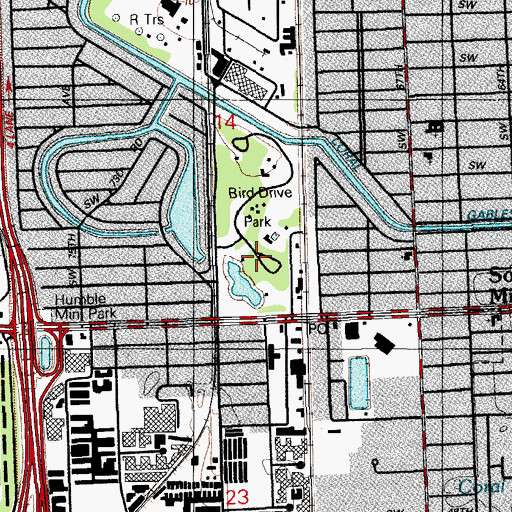 Topographic Map of A D Barnes County Park, FL