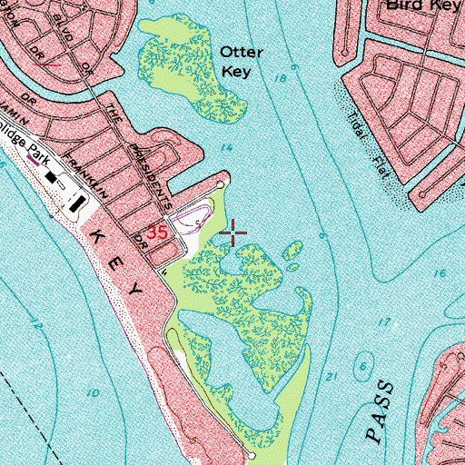 Topographic Map of South Lido County Park, FL