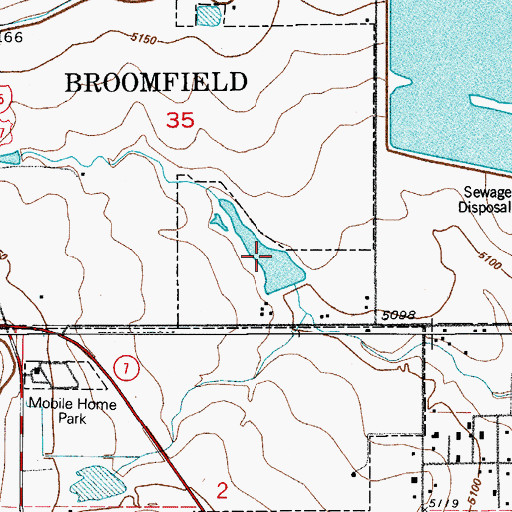 Topographic Map of Section 35 Reservoir, CO