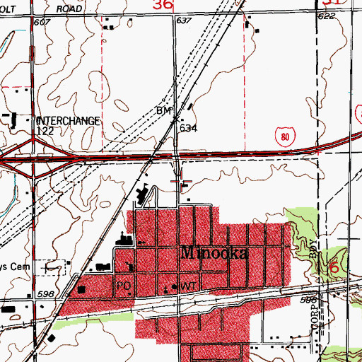 Topographic Map of Minooka Bible Church, IL