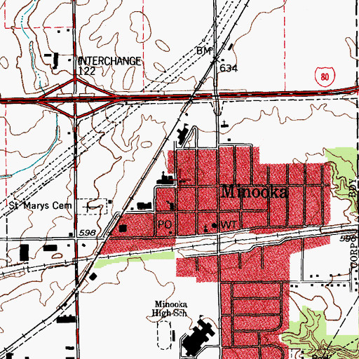 Topographic Map of Minooka United Methodist Church, IL