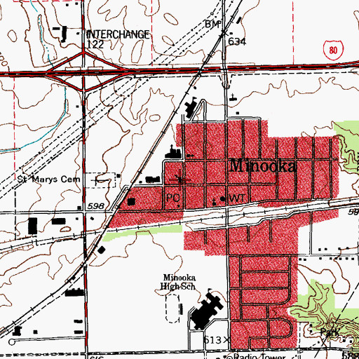 Topographic Map of Saint Marys Church, IL