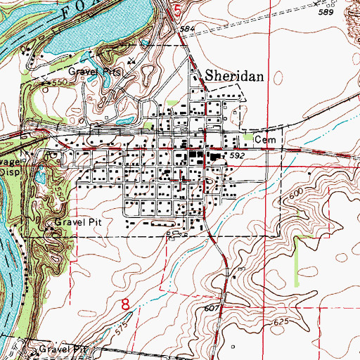 Topographic Map of Sheridan United Methodist Church, IL