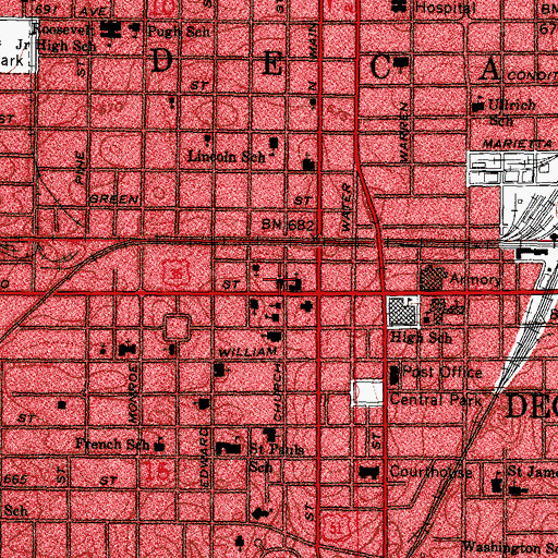 Topographic Map of Antioch Missionary Baptist Church, IL