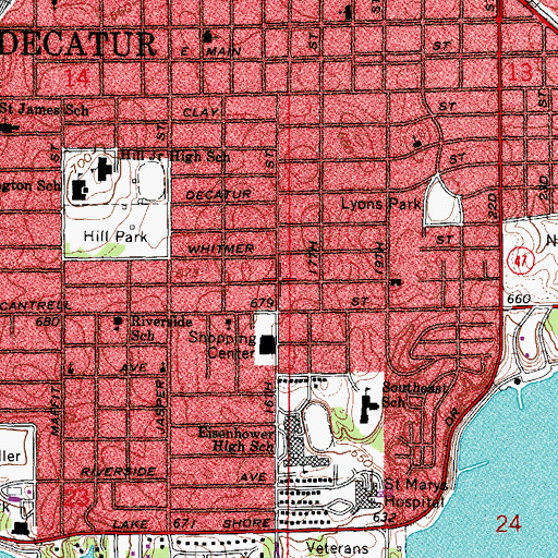 Topographic Map of Central Church of God, IL