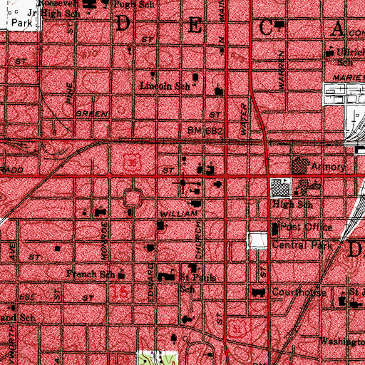 Topographic Map of Central United Methodist Church, IL