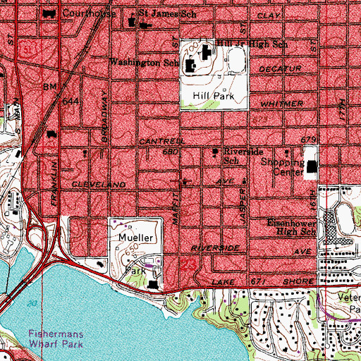 Topographic Map of Cleveland Avenue Methodist Church, IL