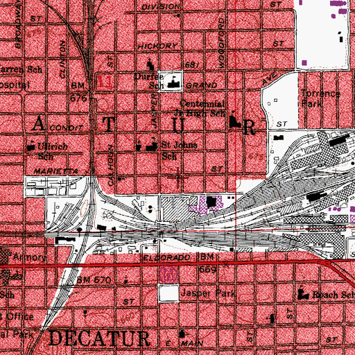 Topographic Map of Eastside Church of God in Christ, IL