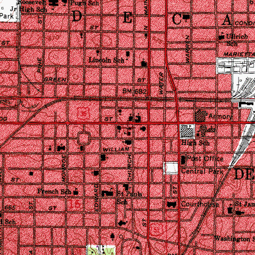 Topographic Map of First Christian Church, IL