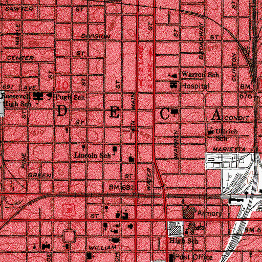 Topographic Map of First Church of God, IL