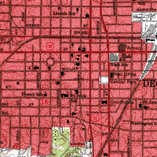 Topographic Map of First Presbyterian Church, IL