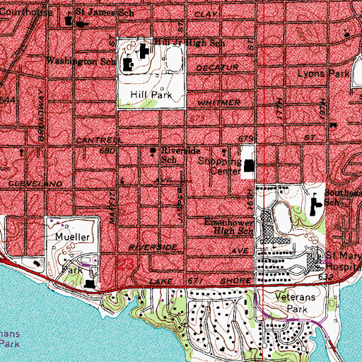 Topographic Map of Riverside Baptist Church, IL