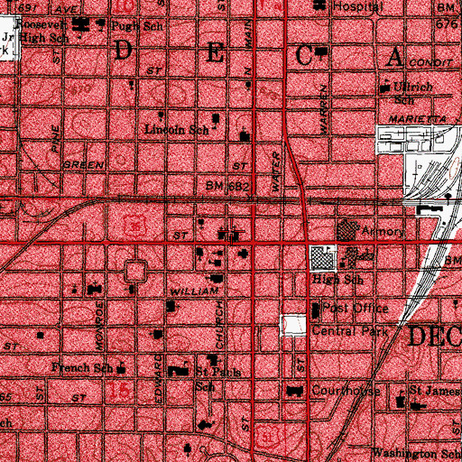 Topographic Map of Saint Johns Episcopal Church, IL
