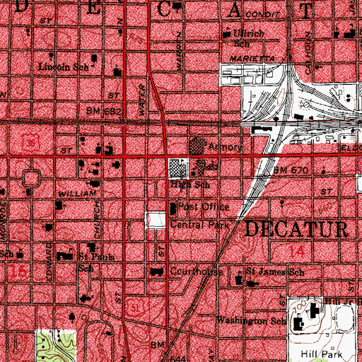 Topographic Map of Trinity Methodist Episcopal Church (historical), IL