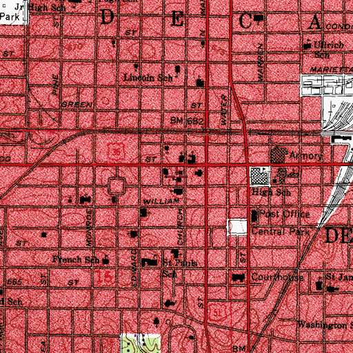 Topographic Map of E A Gastman Public School (historical), IL