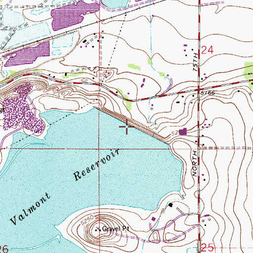 Topographic Map of Valmont 'A' Dam, CO
